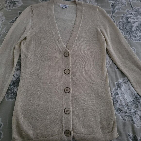 Joseph A Light Weight Gold Rayon Blend Cardigan Size Small EUC - Picture 2 of 9